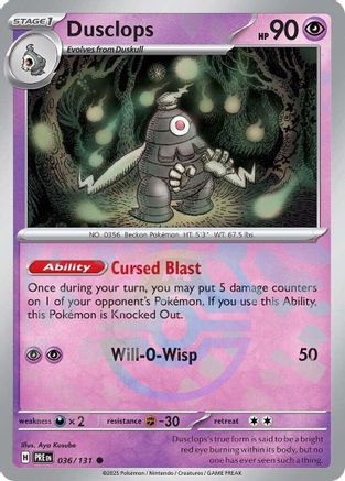 POKEMON TCG - Dusclops (Master Ball Pattern) 036/131 SV Prismatic Evolutions - Common
