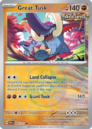POKEMON TCG - Great Tusk (Master Ball Pattern) 055/131 SV Prismatic Evolutions - Uncommon