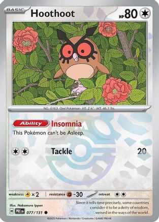 POKEMON TCG - Hoothoot (Master Ball Pattern) 077/131 SV Prismatic Evolutions - Common