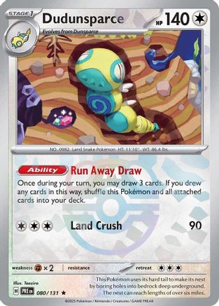 POKEMON TCG - Dudunsparce (Master Ball Pattern) 080/131 SV Prismatic Evolutions - Rare