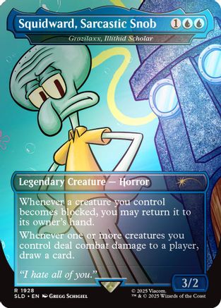 MAGIC: THE GATHERING - Squidward, Sarcastic Snob - Grazilaxx, Illithid Scholar (Rainbow Foil) (SLD-1928) - Secret Lair Drop Series Foil