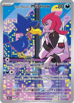 POKEMON TCG - Team Rocket's Murkrow 200/182 SV10 Destined Rivals - Illustration Rare