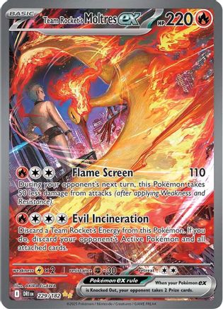POKEMON TCG - Team Rocket's Moltres ex 229/182 SV10 Destined Rivals - Special Illustration Rare