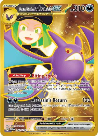 POKEMON TCG - Team Rocket's Crobat ex 242/182 SV10 Destined Rivals - Hyper Rare