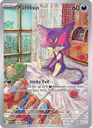 POKEMON TCG - Purrloin 136/086 SV White Flare - Illustration Rare