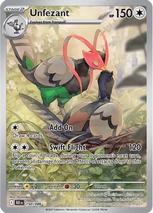 POKEMON TCG - Unfezant 150/086 SV Black Bolt - Illustration Rare