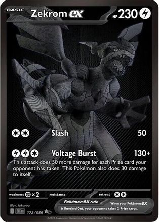 POKEMON TCG - Zekrom ex 172/086 SV Black Bolt - Black White Rare