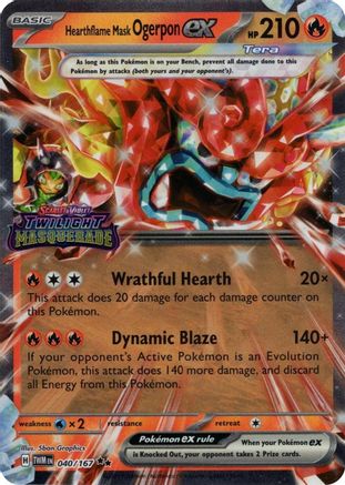 POKEMON TCG - Hearthflame Mask Ogerpon ex (Twilight Masquerade Stamp) 040 Miscellaneous Cards & Products - Double Rare