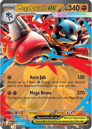 POKEMON TCG - Mega Lucario ex 077/132 ME01 Mega Evolution - Double Rare