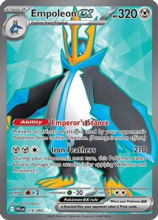 POKEMON TCG - Empoleon ex 114/094 ME02 Phantasmal Flames - Ultra Rare