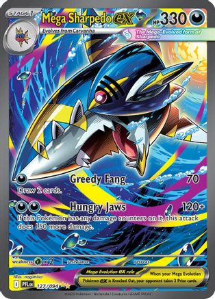 POKEMON TCG - Mega Sharpedo ex 127/094 ME02 Phantasmal Flames - Special Illustration Rare