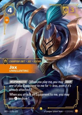 Jax - Unrelenting (Alternate Art) (119a/221) - Spiritforged Foil