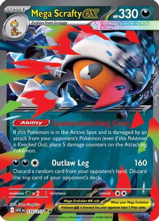 POKEMON TCG - Mega Scrafty ex 135/217 ME Ascended Heroes - Double Rare