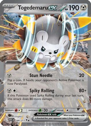 POKEMON TCG - Togedemaru ex 149 ME Ascended Heroes - Double Rare