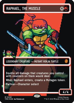 MAGIC: THE GATHERING - Raphael, the Muscle (0091) (Borderless) (Surge Foil) (TMC-091) - Commander: Teenage Mutant Ninja Turtles Foil