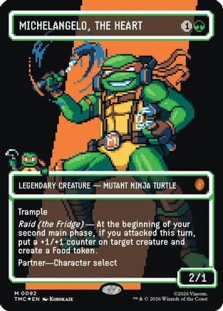 MAGIC: THE GATHERING - Michelangelo, the Heart (0092) (Borderless) (Surge Foil) (TMC-092) - Commander: Teenage Mutant Ninja Turtles Foil