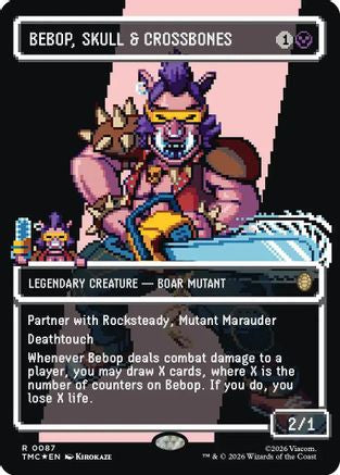 MAGIC: THE GATHERING - Bebop, Skull & Crossbones (Borderless) (Surge Foil) (TMC-087) - Commander: Teenage Mutant Ninja Turtles Foil