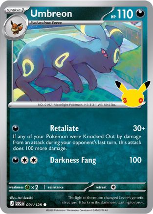 POKEMON TCG - Umbreon 091/128 ME 30th Celebration - Common