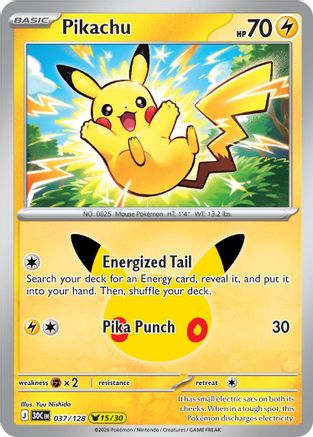 POKEMON TCG - Pikachu 037/128 ME 30th Celebration - Pikachu Rare