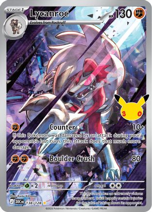 POKEMON TCG - Lycanroc 138/128 ME 30th Celebration - Illustration Rare