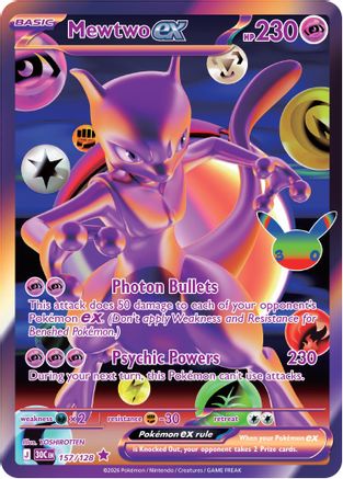 POKEMON TCG - Mewtwo ex 157/128 ME 30th Celebration - Futuristic Rare