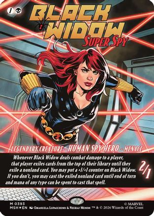 MAGIC: THE GATHERING - Black Widow, Super Spy (Borderless) (0393) (MSH-393) - Marvel Super Heroes Foil