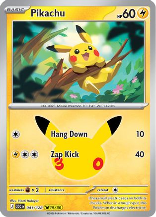 POKEMON TCG - Pikachu 041/128 ME 30th Celebration - Pikachu Rare