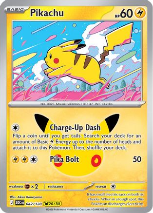 POKEMON TCG - Pikachu 042/128 ME 30th Celebration - Pikachu Rare
