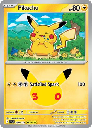 POKEMON TCG - Pikachu 050/128 ME 30th Celebration - Pikachu Rare