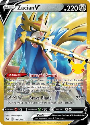 POKEMON TCG - Zacian V 138/202 ME 30th Celebration Classic Collection - Classic Collection
