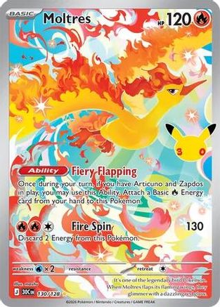 POKEMON TCG - Moltres 130/128 ME 30th Celebration - Illustration Rare