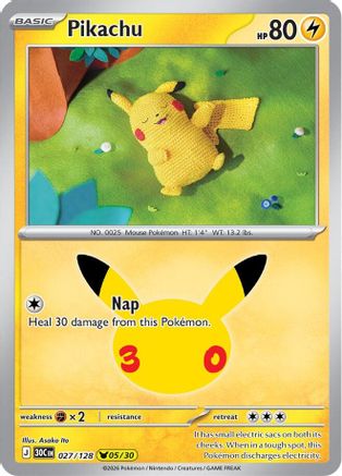 POKEMON TCG - Pikachu 027/128 ME 30th Celebration - Pikachu Rare