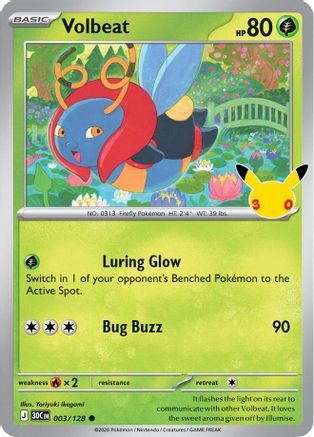 POKEMON TCG - Volbeat 003/128 ME 30th Celebration - Common