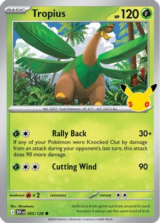 POKEMON TCG - Tropius 005/128 ME 30th Celebration - Common