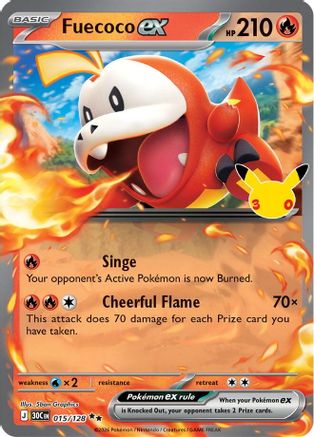 POKEMON TCG - Fuecoco ex 015/128 ME 30th Celebration - Double Rare