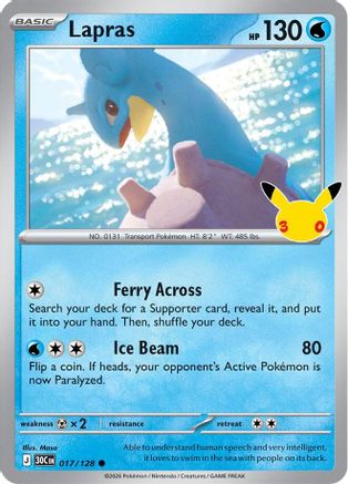 POKEMON TCG - Lapras 017/128 ME 30th Celebration - Common
