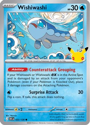 POKEMON TCG - Wishiwashi 022/128 ME 30th Celebration - Common