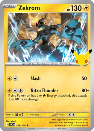 POKEMON TCG - Zekrom 056/128 ME 30th Celebration - Rare