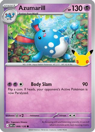 POKEMON TCG - Azumarill 068/128 ME 30th Celebration - null