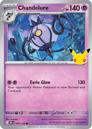 POKEMON TCG - Chandelure 075/128 ME 30th Celebration - Common