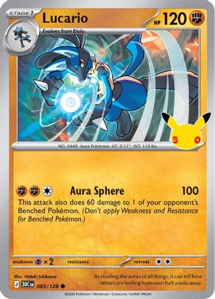 POKEMON TCG - Lucario 083/128 ME 30th Celebration - Common
