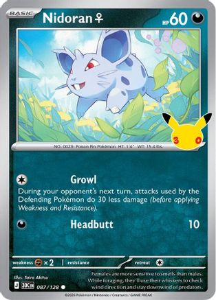 POKEMON TCG - Nidoran F 087/128 ME 30th Celebration - Common