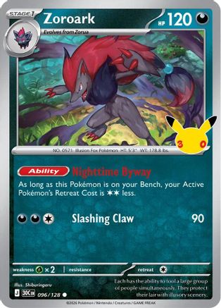 POKEMON TCG - Zoroark 096/128 ME 30th Celebration - Common