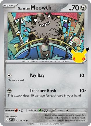 POKEMON TCG - Galarian Meowth 101/128 ME 30th Celebration - Common