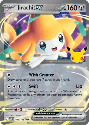POKEMON TCG - Jirachi ex 102/128 ME 30th Celebration - Double Rare