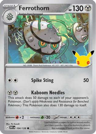 POKEMON TCG - Ferrothorn 104/128 ME 30th Celebration - null