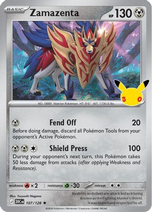POKEMON TCG - Zamazenta 107/128 ME 30th Celebration - Rare