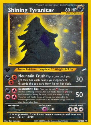 POKEMON TCG - Shining Tyranitar 113 Neo Destiny - Secret Rare