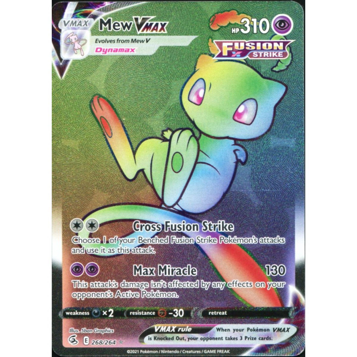 POKEMON TCG - MEW VMAX 268/264 FUSION STRIKE RAINBOW RARE