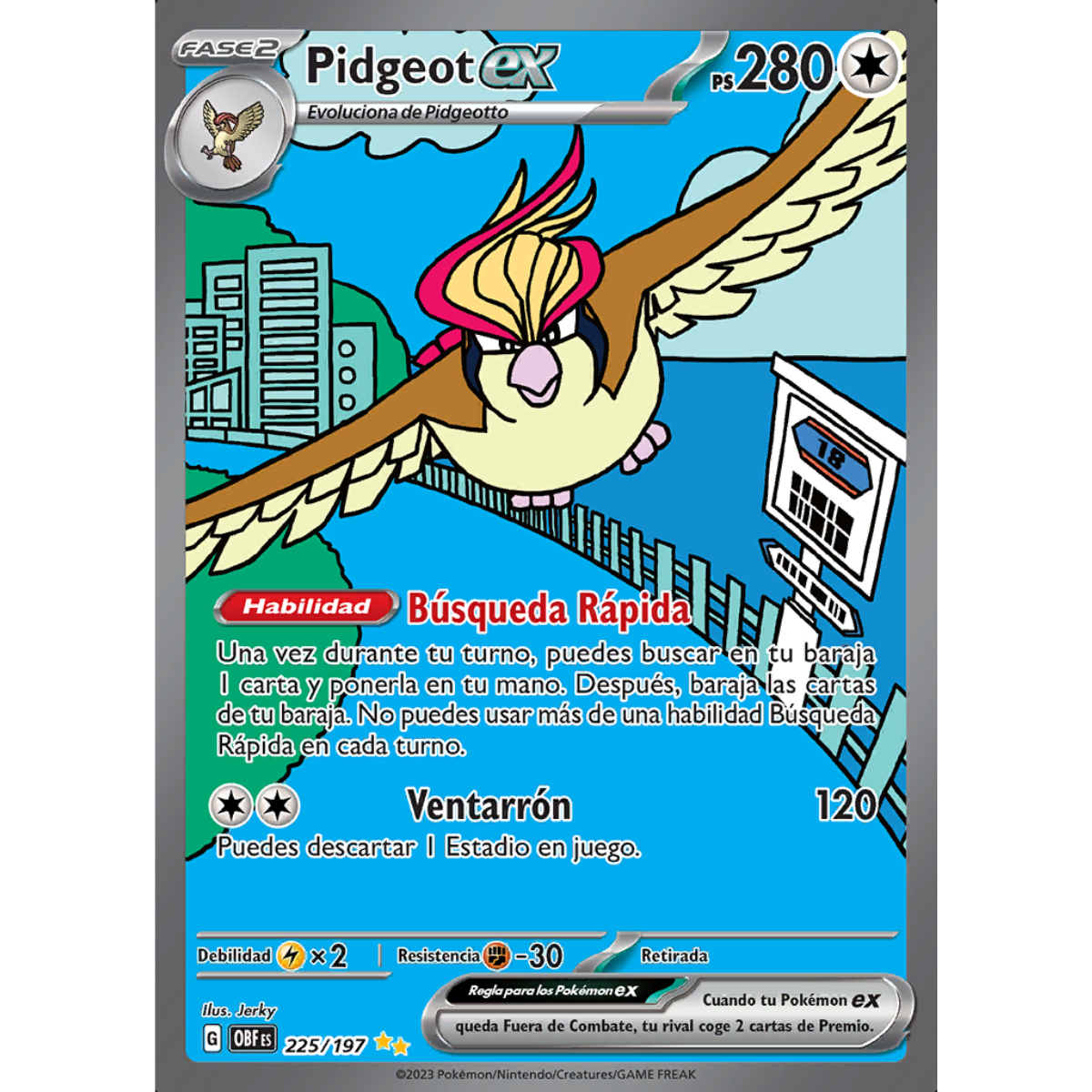 POKEMON TCG - PIDGEOT EX 225/197 OBSIDIAN FLAMES SPECIAL ILLUSTRATION RARE